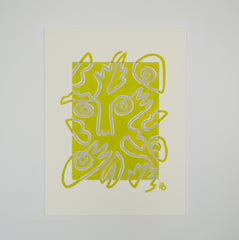 Fingers Faces & Plants in Green Mat