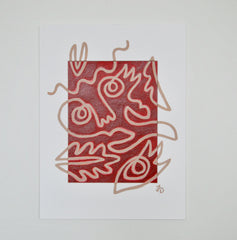 Fingers Faces & Plants in Red & Rose Mat