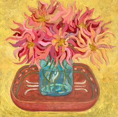 Dahlias on Mexican Tray