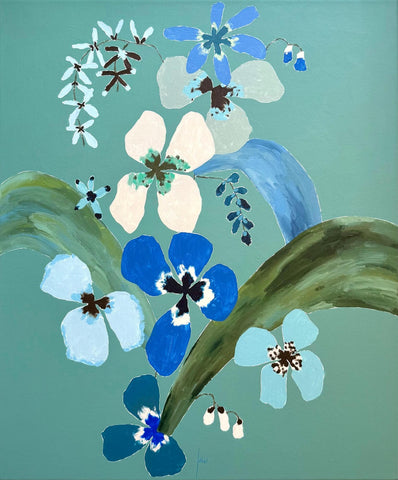 Fabled Floral in Green Blue