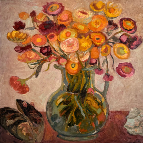 Seashells with Strawflowers