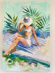 Swimmer Figure with White Hat