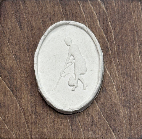 Intaglio Woman Vacuuming