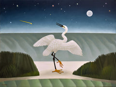 Quiet Nocturne, Egret with Head Turned