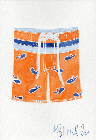 Swim Trunks, Orange, Blue Whales, 05
