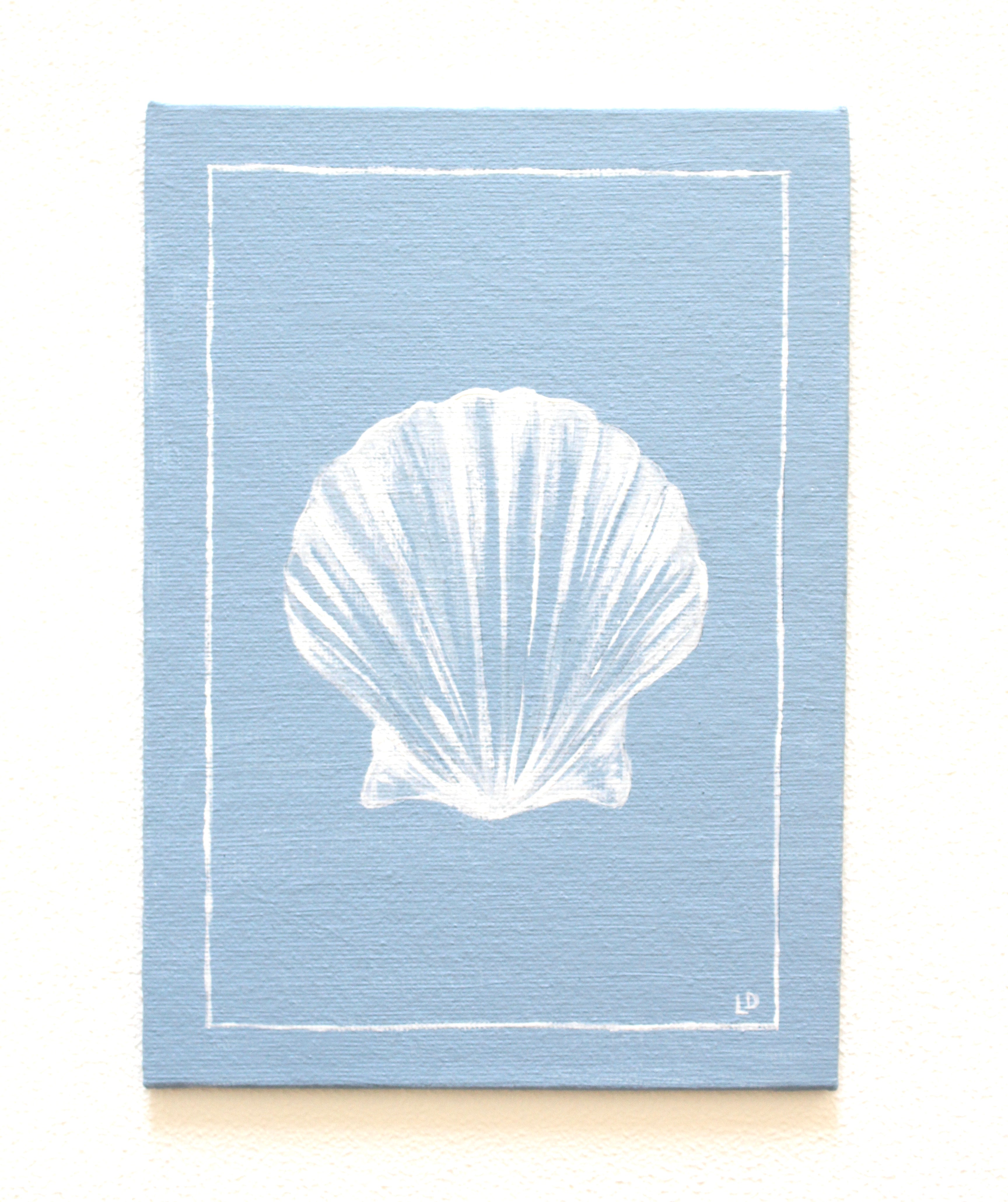 Petite Scallop Shell on Blue